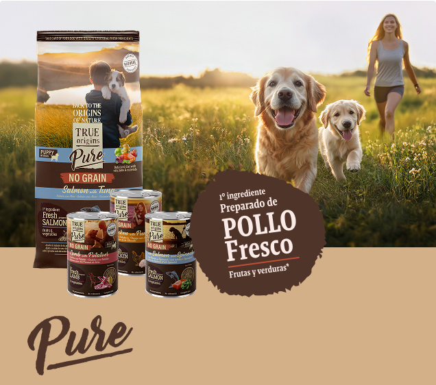 cards-perro-02 Infografía: True Origins Pure. Primer ingrediente: pollo fresco preparado.