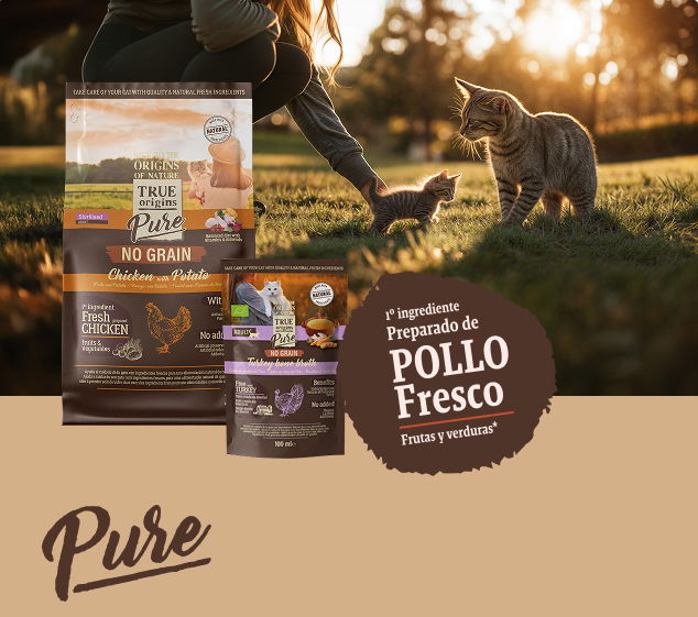 gato-cards-01 Infografía: True Origins Pure. Primer ingrediente: pollo fresco preparado.