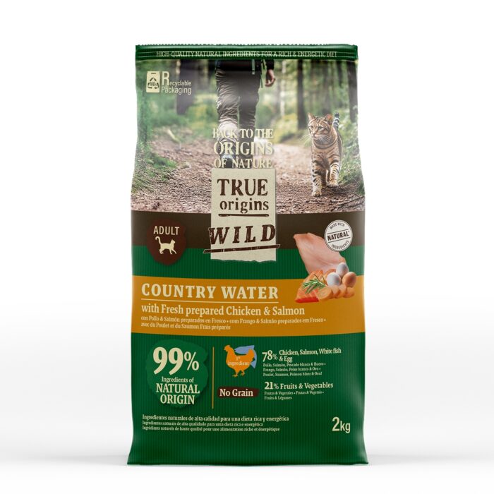 True Origins Wild Adult Country Water Pollo y Salmón pienso para gatos