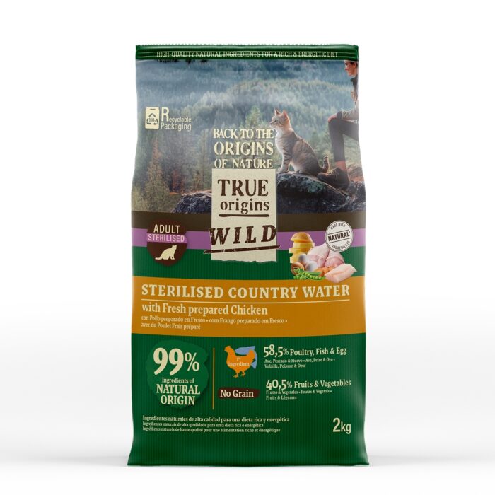 True Origins Wild Esterilizado Country Water Pollo pienso para gatos