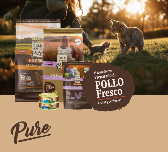 Infografía: True Origins Pure. Primer ingrediente: pollo fresco preparado.